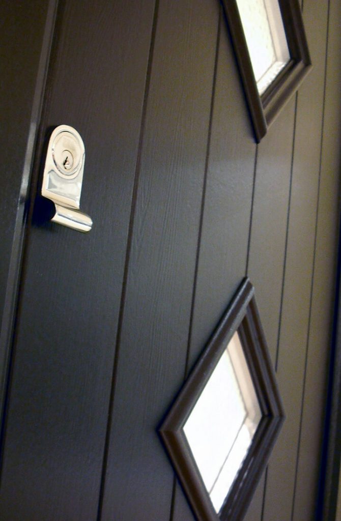 Close-up black composite door