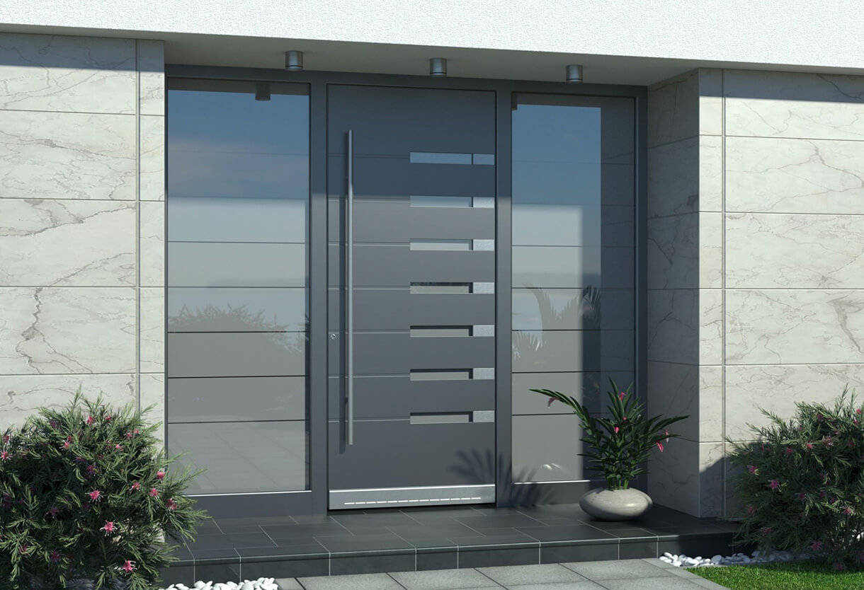 Aluminium Entrance Doors Double Glazing Es Ltd Anthracite Grey Aluminium Entrance Door