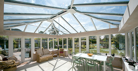 Conservatory with a glass roof