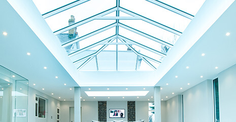 White aluminium roof lantern interior view