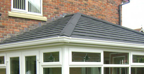 Close up of a conservatory tiled roof