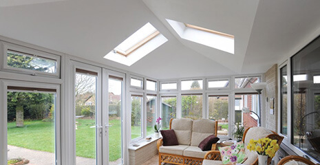 Interior view of a tiled roof conservatory