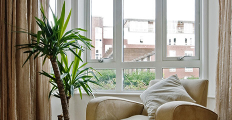 White casement window interior view