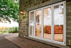 White uPVC bifold door installation