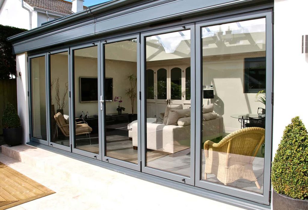 Grey aluminium bifold door