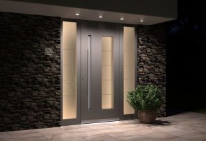 Light grey aluminium entrance door