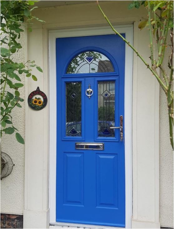 Blue Solidor Doors with side lights